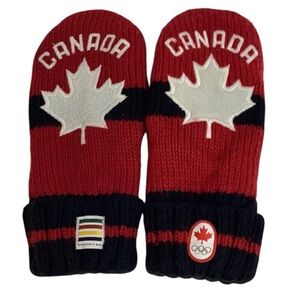💋 HBC Red and Black Canada Olympic Mittens, Size S/M